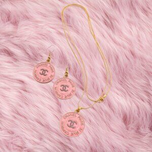 Upcycled Pink-Inspired Necklace & Earring Set